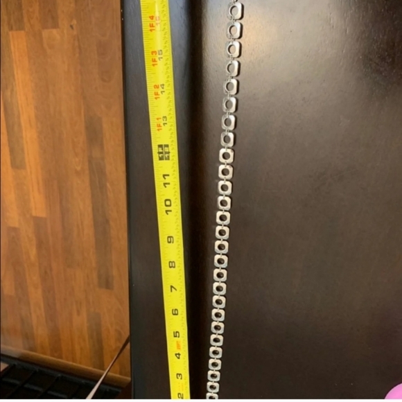 Tiffany & Co. Necklace Elsa Peretti Square Cushion Link 925 Silver Toggle 18"s - Picture 3 of 4